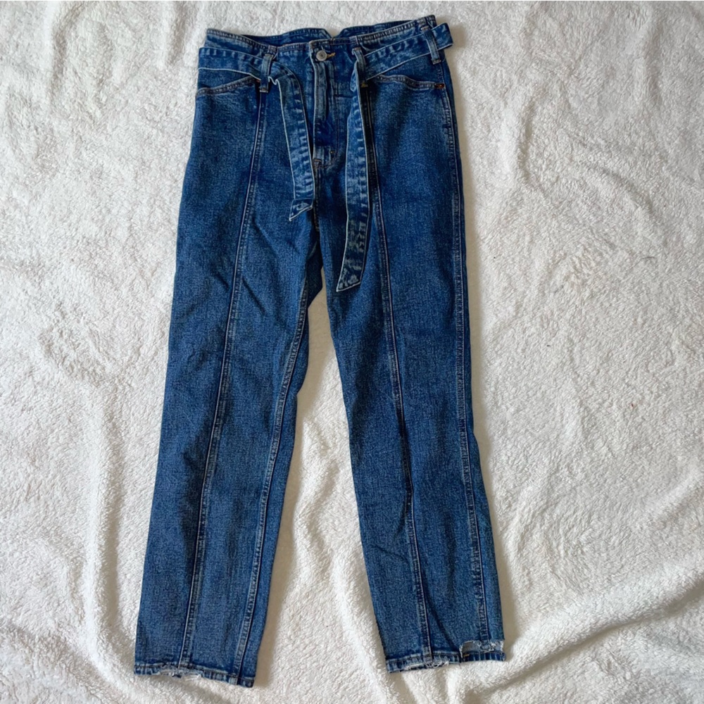 Abercrombie & Fitch A&F Mom Jean Paperbag Waist with Tie Belt - Picture 2 of 5